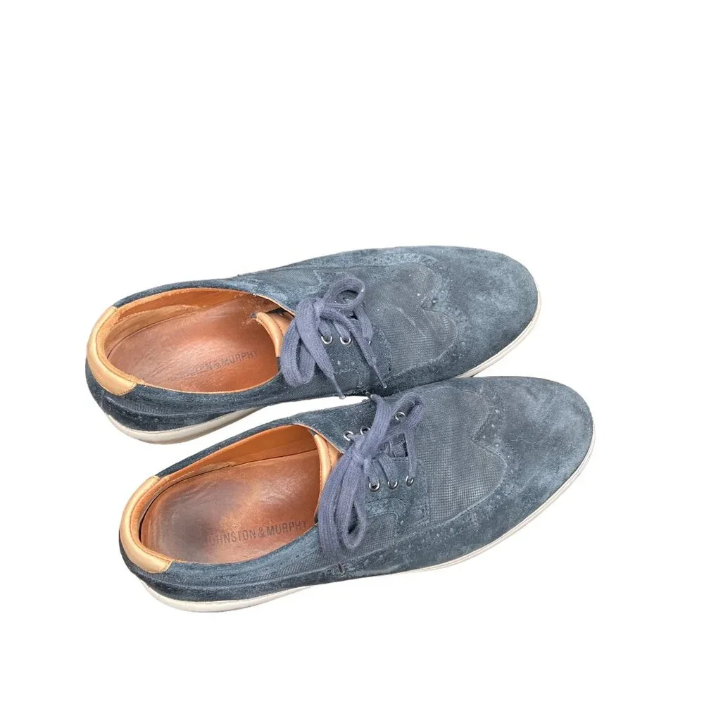 Johnston & Murphy‎ Men's 9.5 M Elliston Wingtip Blue Suede Casual Dress Shoes